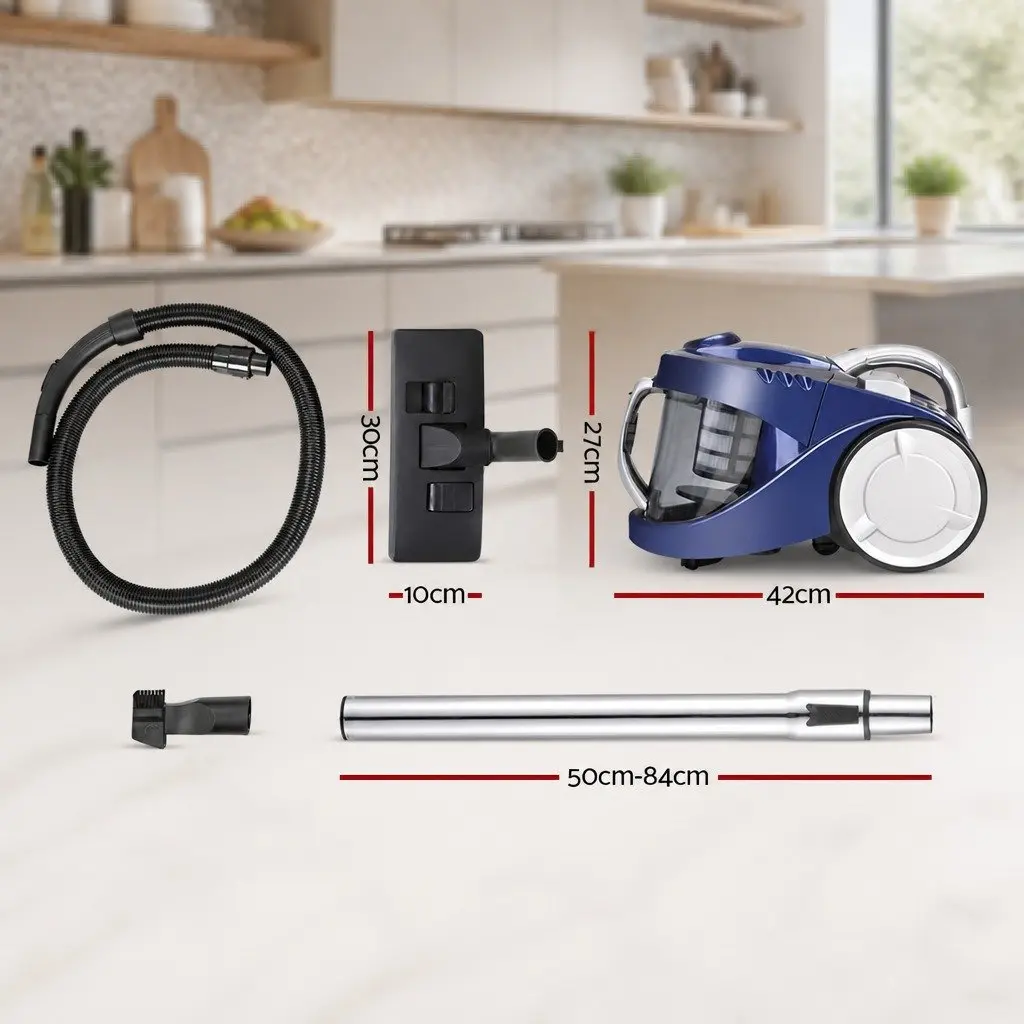 Bagless Stick Vacuum Cleaner 2200W Blue Multi-Cyclonic HEPA Filter Dust