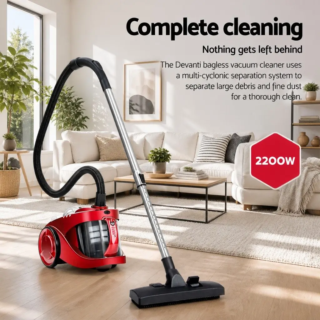 2200W Red Bagless Vacuum Cleaner