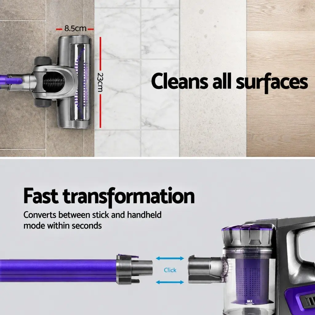 Cordless Stick Vacuum Cleaner Handstick Lightweight 150W for Carpet Rugs Hard Flooring Upholstery Curtains