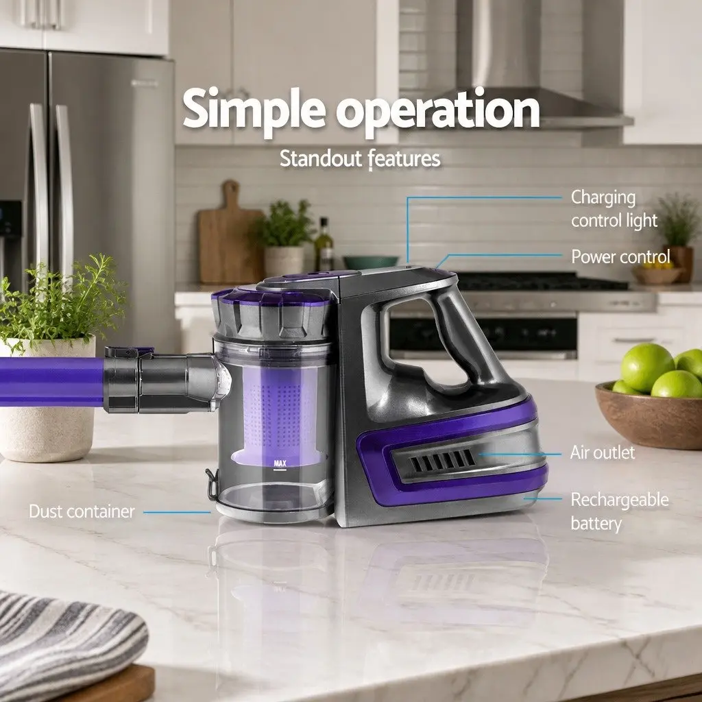Cordless Stick Vacuum Cleaner Handstick Lightweight 150W for Carpet Rugs Hard Flooring Upholstery Curtains