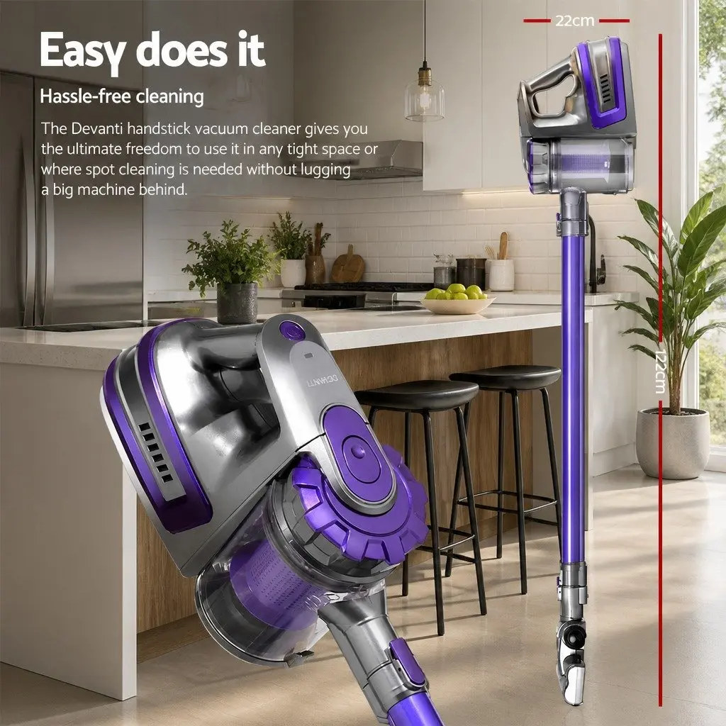 Cordless Stick Vacuum Cleaner Handstick Lightweight 150W for Carpet Rugs Hard Flooring Upholstery Curtains