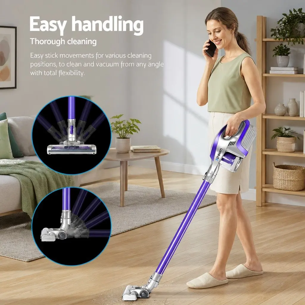 Stick Vacuum Cleaner Cordless Handheld Lightweight for Home Use Purple Grey