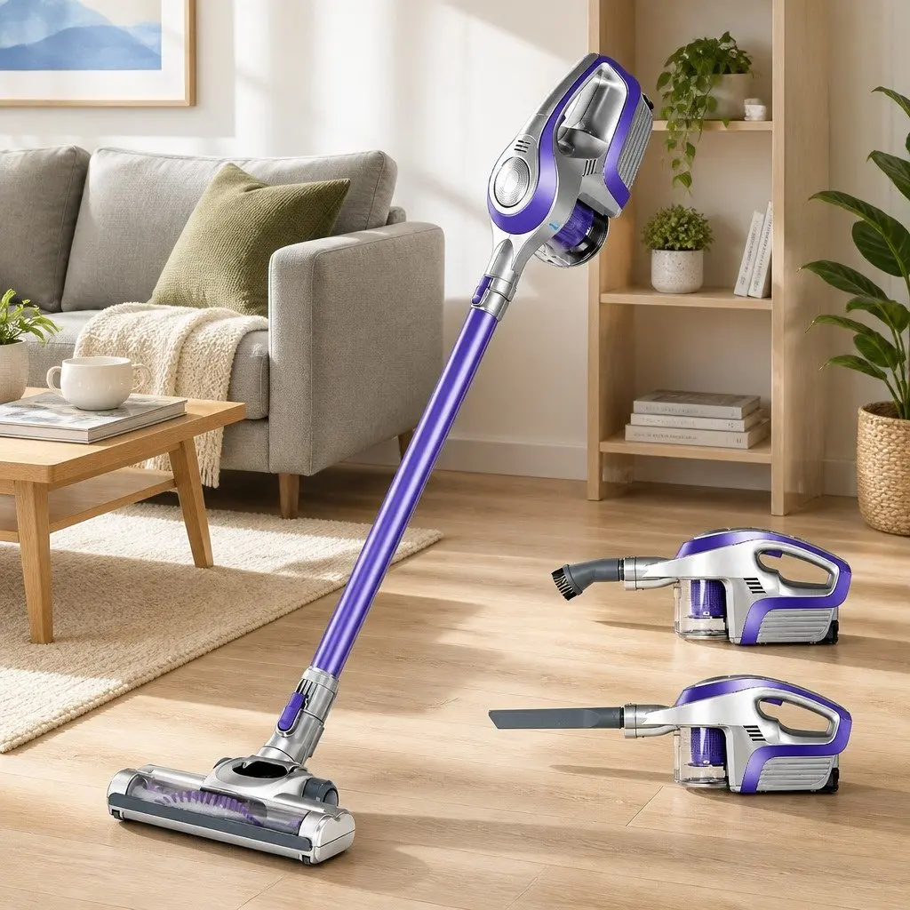 Stick Vacuum Cleaner Cordless Handheld Lightweight for Home Use Purple Grey