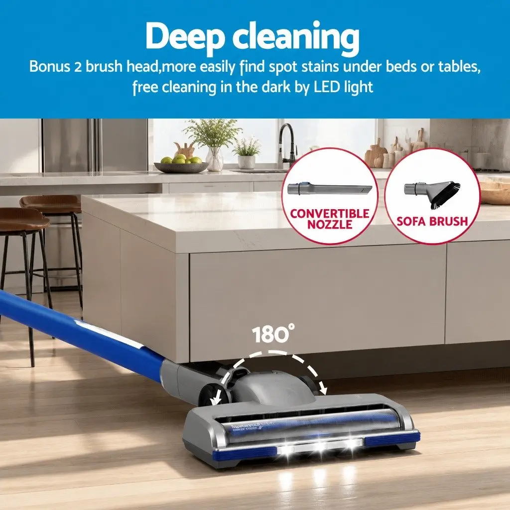 Cordless Stick Vacuum Cleaner 300W Brushless Motor LED Display Self-Standing