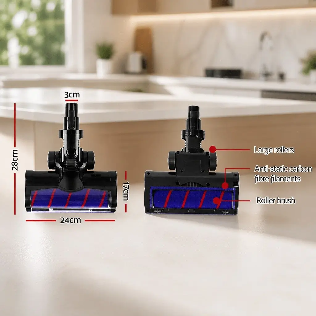 Motorised Roller Cleaner Head Attachment for Stick Vacuum Cleaners Black