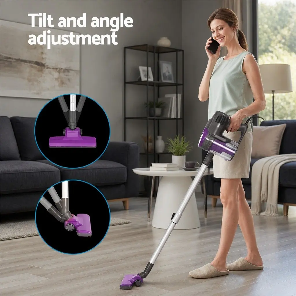 Corded Stick Vacuum Cleaner Handheld Converter Bagless 500W Purple 25cm x 21cm x 115cm