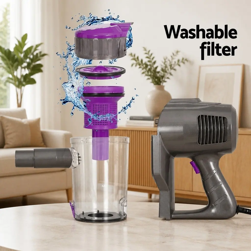 Corded Stick Vacuum Cleaner Handheld Converter Bagless 500W Purple 25cm x 21cm x 115cm