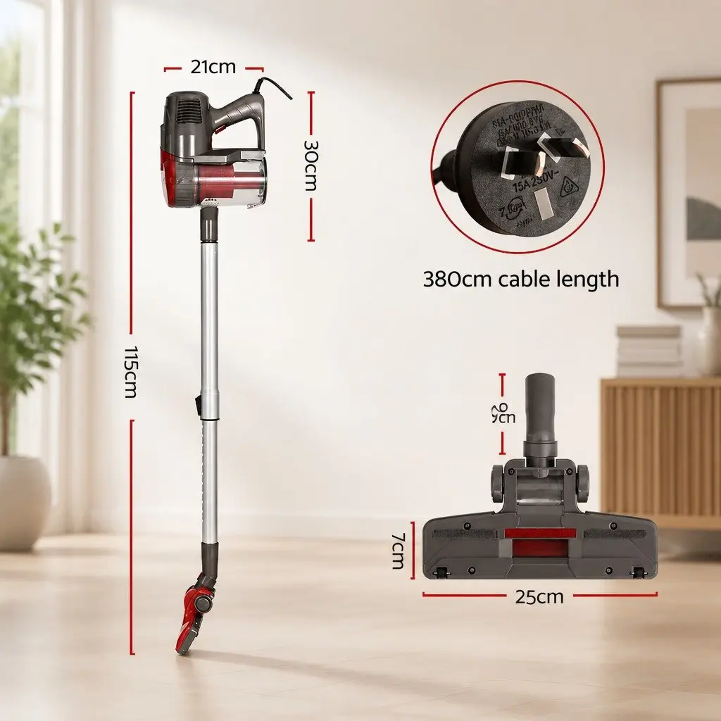 Red Corded Stick Vacuum Cleaner 500W