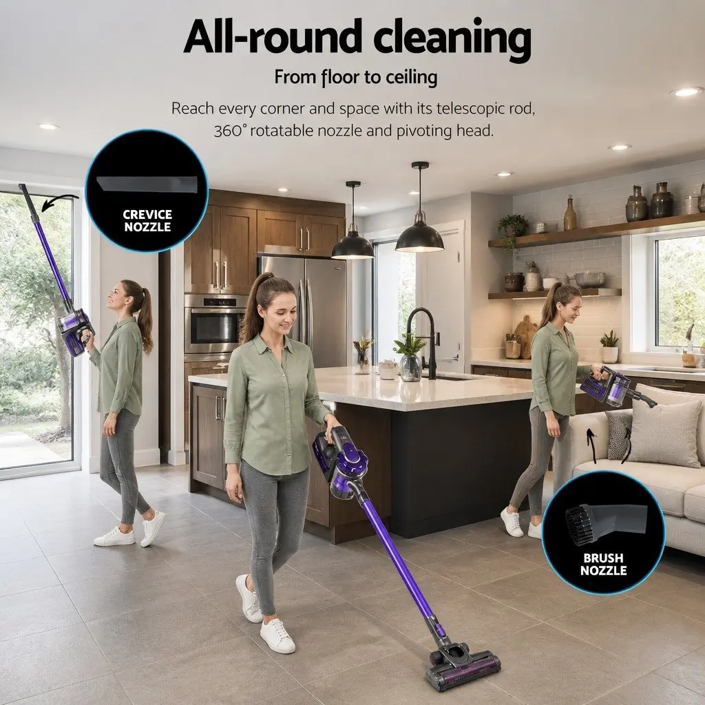 Cordless Stick Handstick Vacuum Cleaner HEPA Filter 150W 8000Pa Grey