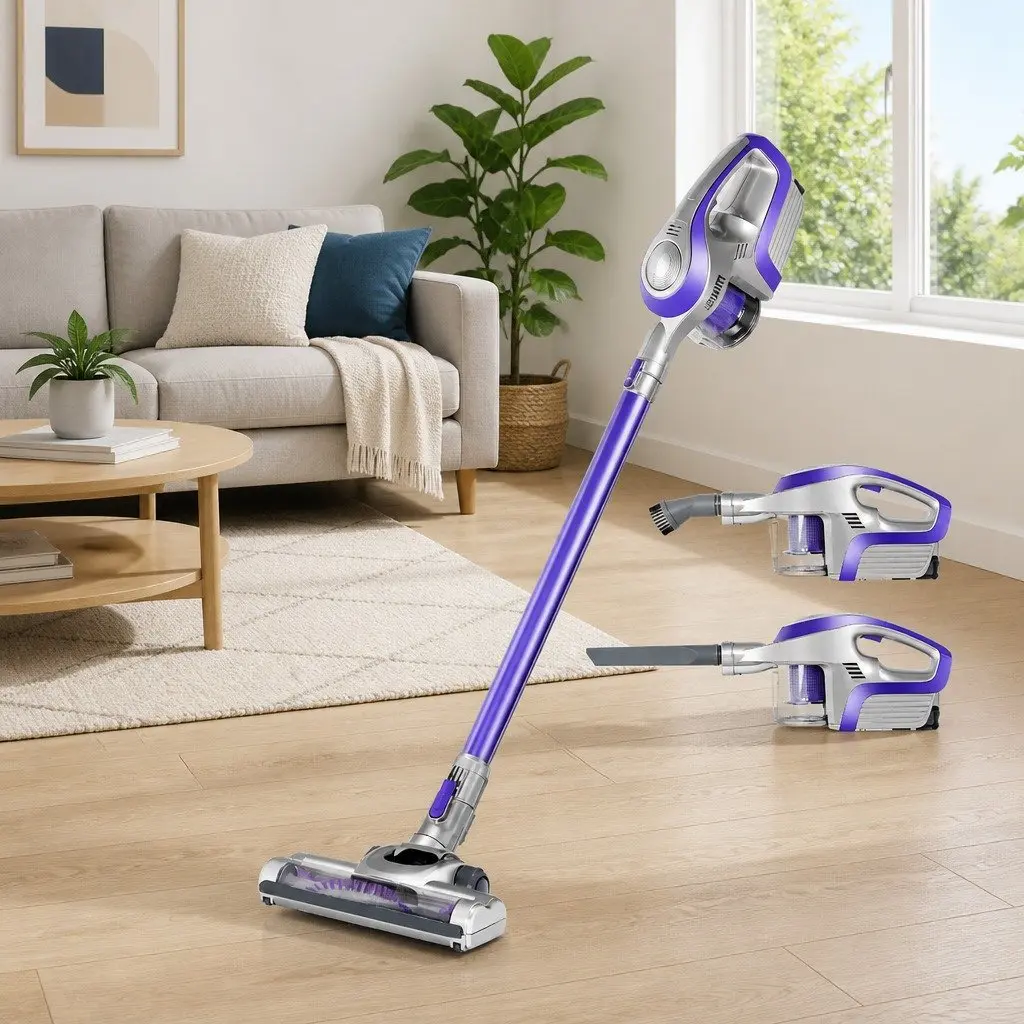 Cordless Stick Vacuum Cleaner Handheld Bagless HEPA Filter 150W Red