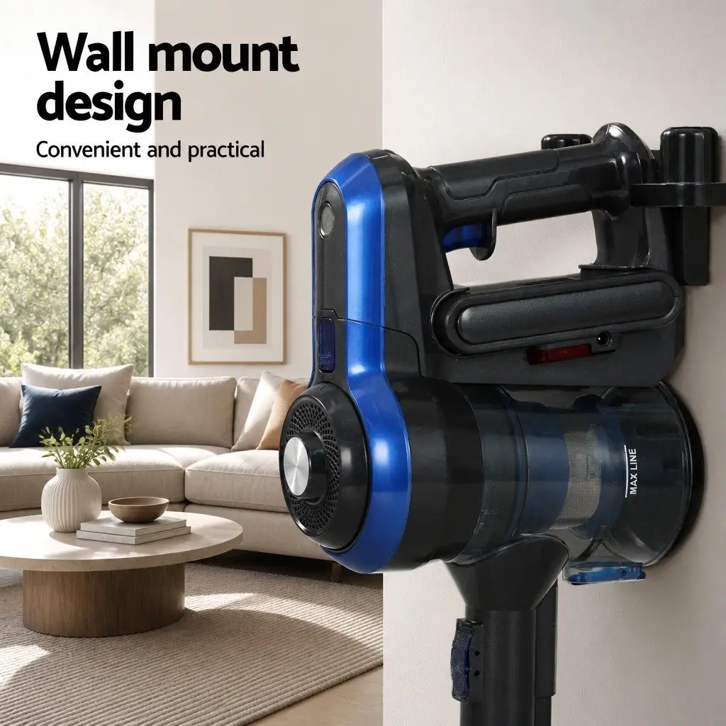 Stick Vacuum Cleaner Cordless Handheld for Home Cleaning Blue 250W HEPA Filter