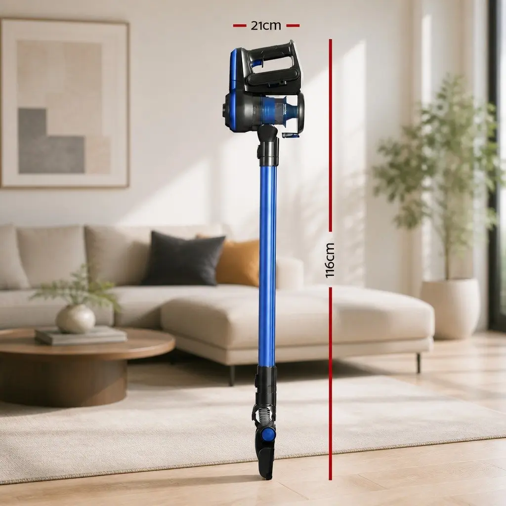 Stick Vacuum Cleaner Cordless Handheld for Home Cleaning Blue 250W HEPA Filter