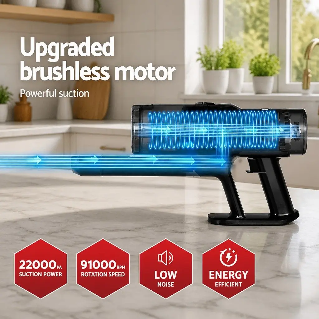 Stick Vacuum Cleaner Cordless Handheld Hard Floor Cleaning Grey