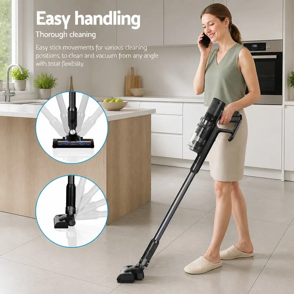 Stick Vacuum Cleaner Cordless Handheld Hard Floor Cleaning Grey