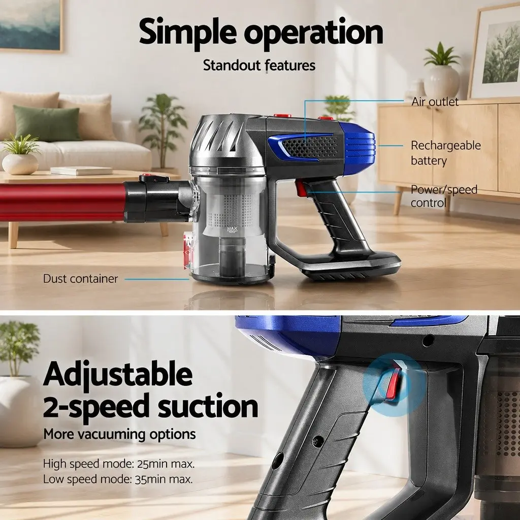 Cordless Stick Vacuum Cleaner Handheld Portable for Home Red