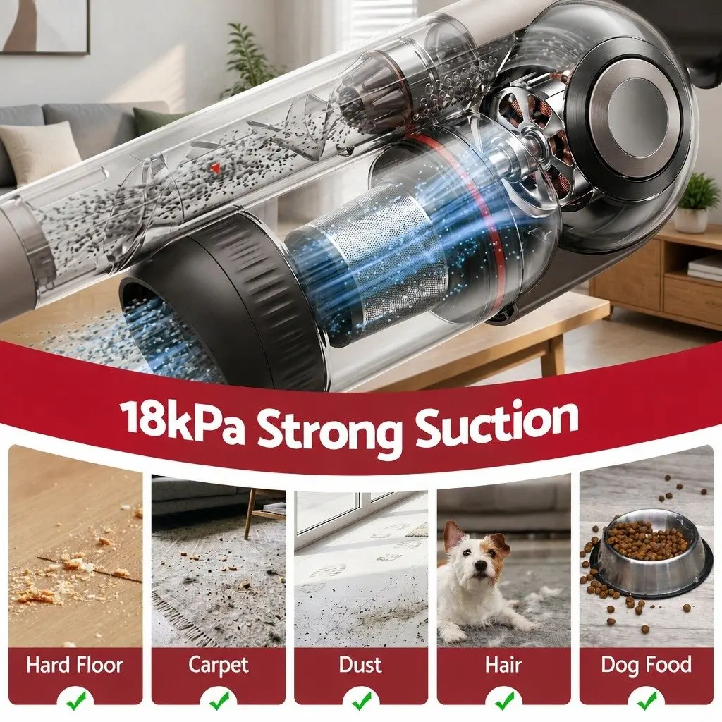Cordless Vacuum Cleaner Auto-Empty Dust Station for Home 18kPa Suction