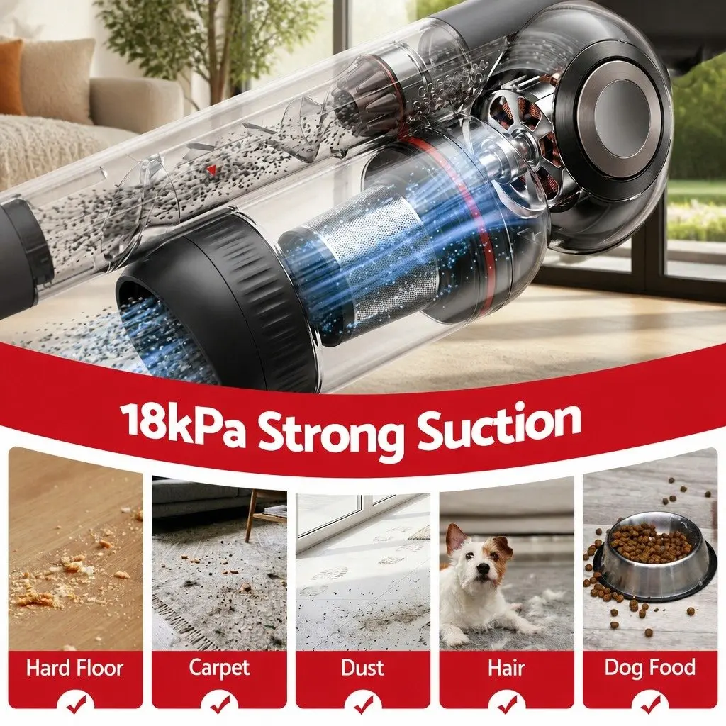 Cordless Stick Vacuum Cleaner for Home 40 Minutes Runtime with Auto-Empty Dust Station and LED Motorized Brush Head