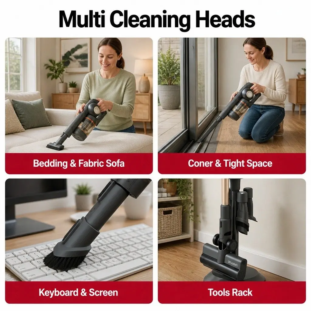 Cordless Stick Vacuum Cleaner for Home 40 Minutes Runtime with Auto-Empty Dust Station and LED Motorized Brush Head