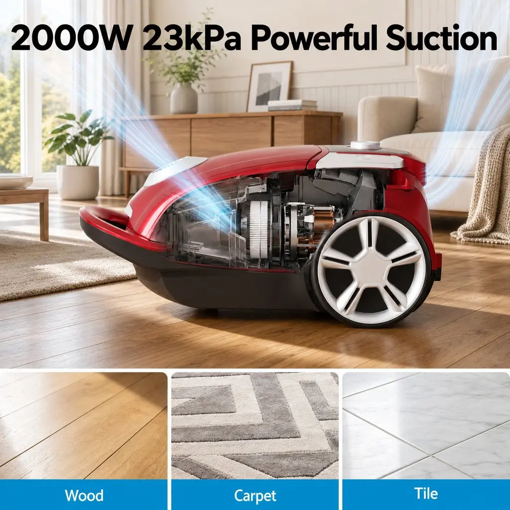 2000W Bagged Canister Vacuum Cleaner