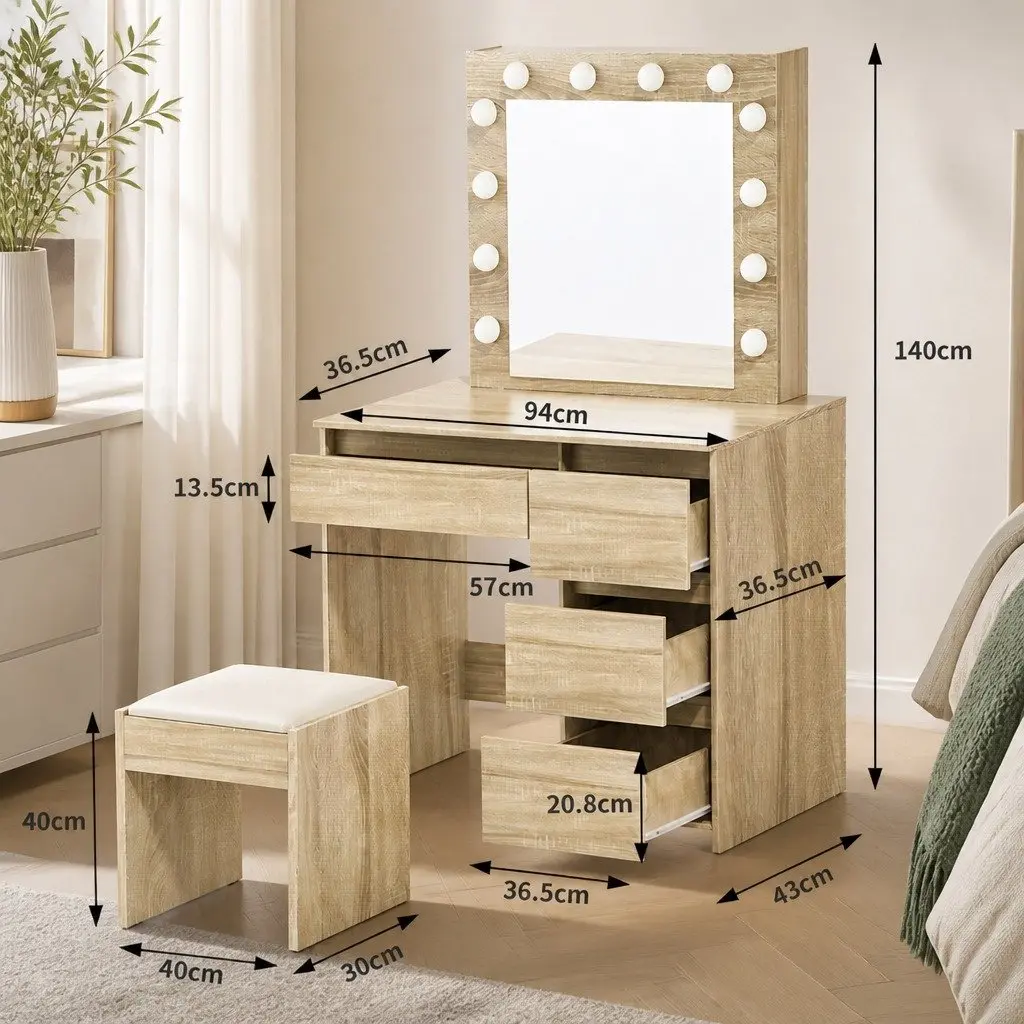 Dressing Table Vanity Set with Adjustable LED Mirror