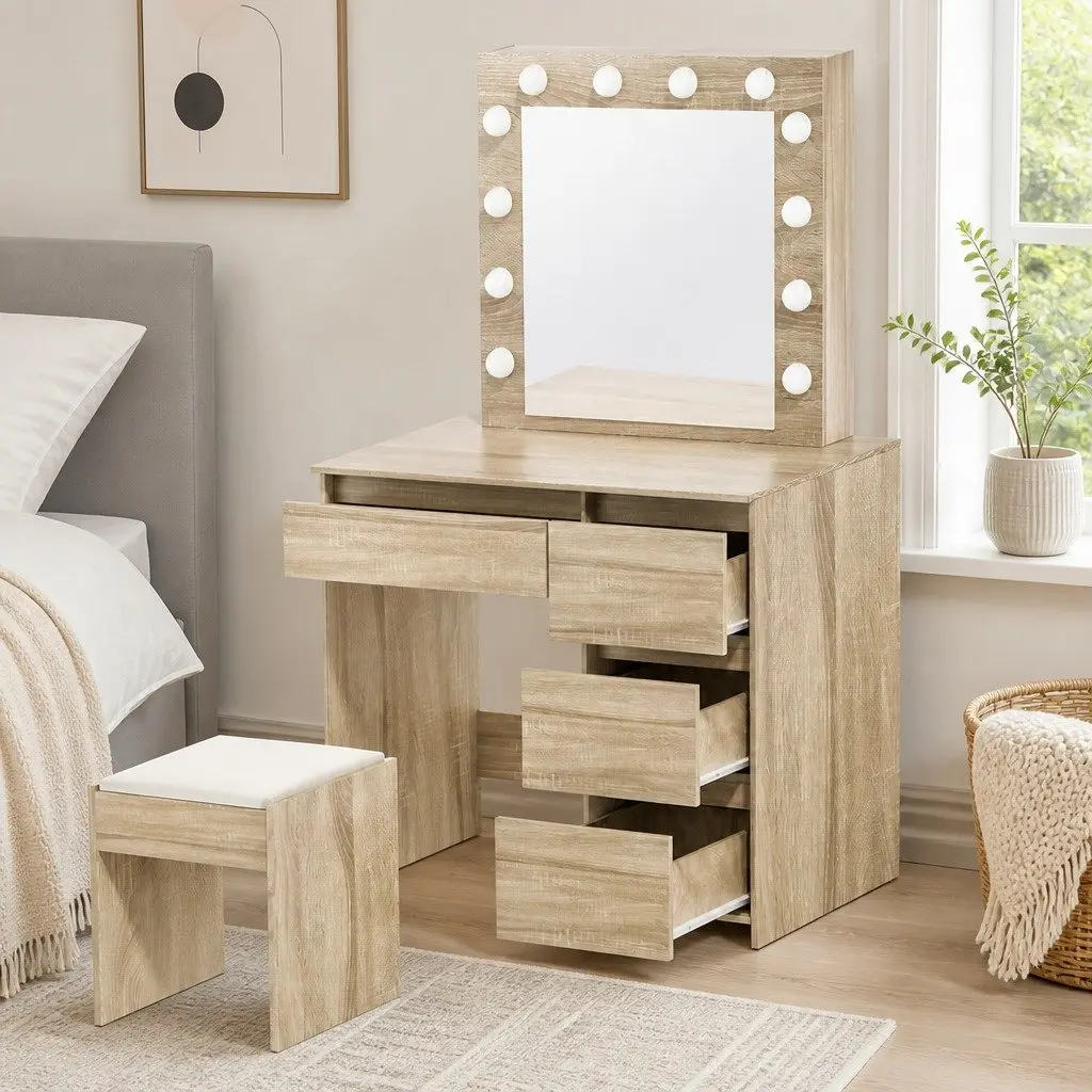 Dressing Table Vanity Set with Adjustable LED Mirror
