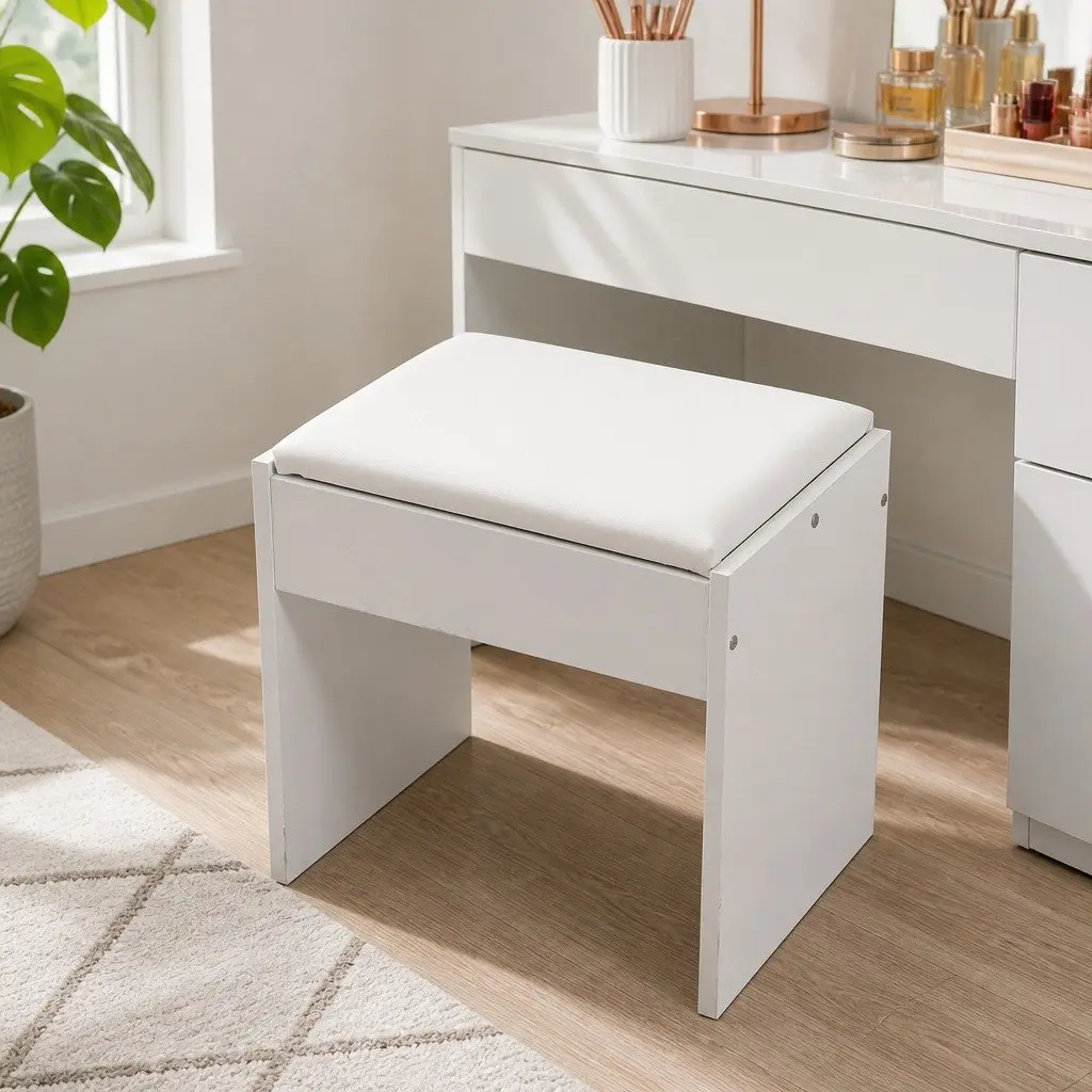 Dressing Table Vanity Set with LED Mirror Stool Makeup Storage Bedroom Furniture