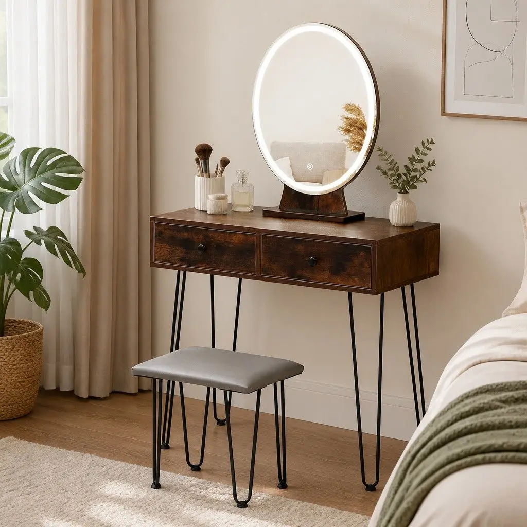 LED Lighting Dressing Table and Stool