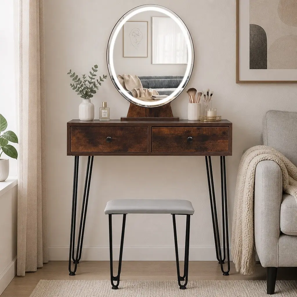 LED Lighting Dressing Table and Stool