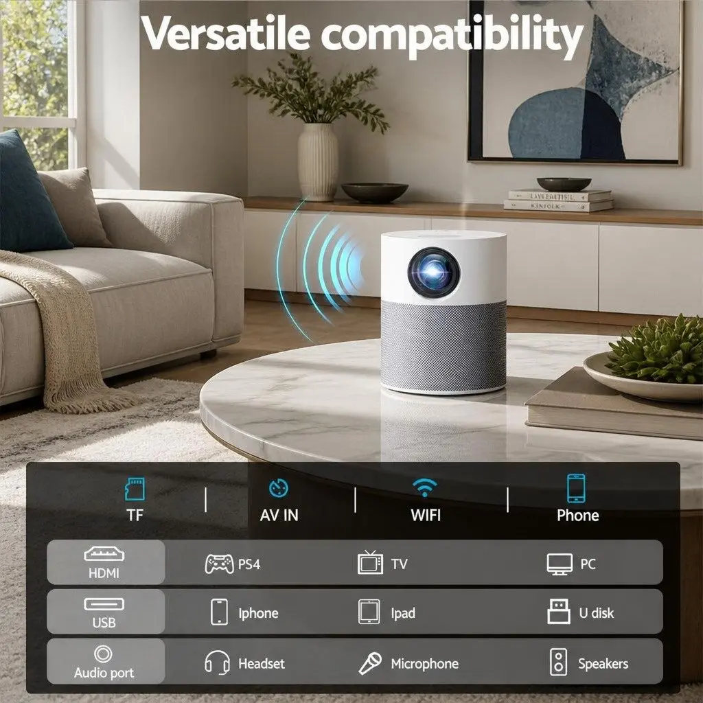 1080P Mini Video Projector with Multiple Inputs