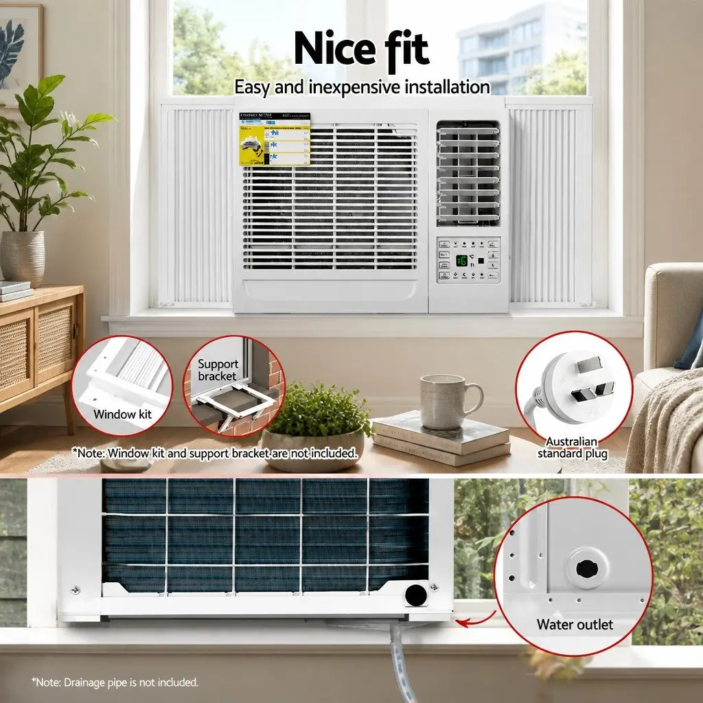 Window Air Conditioner 1.7kW Portable Cooling Unit Remote Control LED Panel