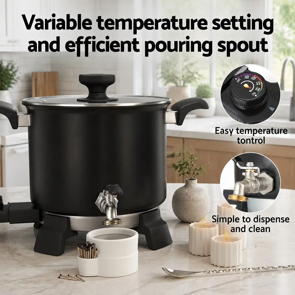 5L Wax Melter Electric Melting Pot for Candle Making Black