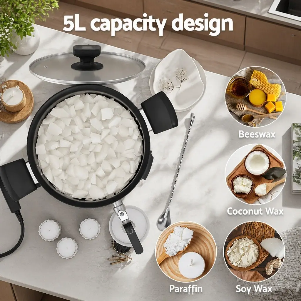 5L Wax Melter Electric Melting Pot for Candle Making Black