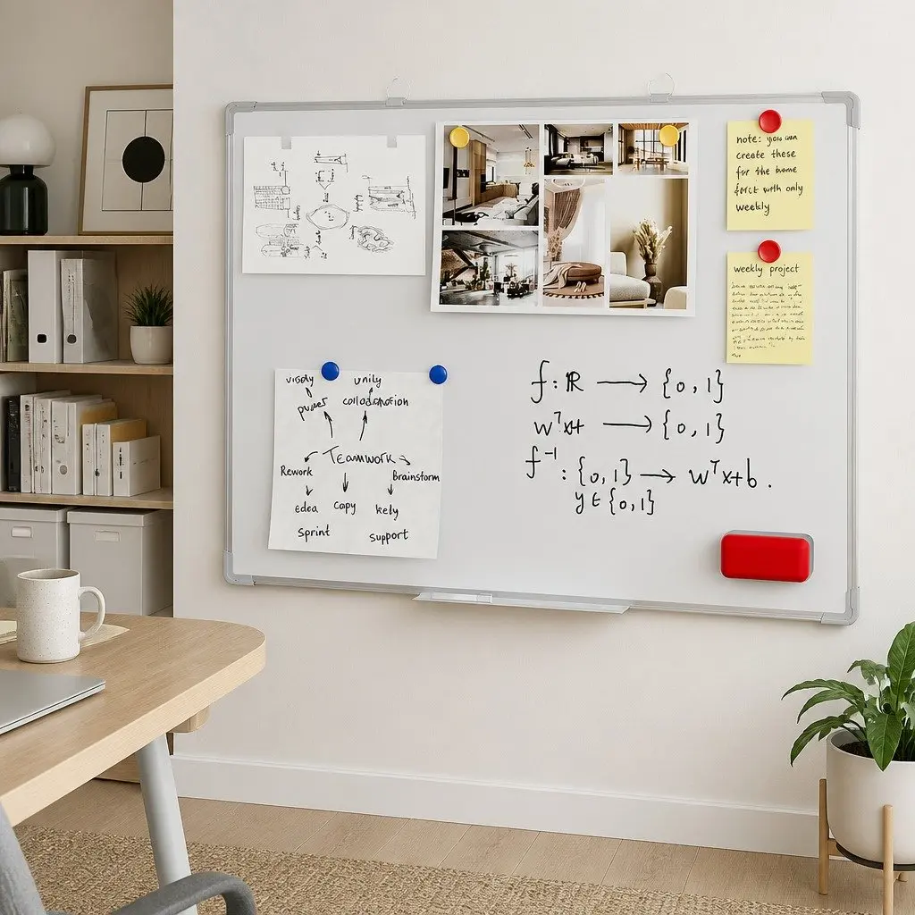 Magnetic Whiteboard 60x90cm Double-Sided Erase Board Marker Eraser Tray Yellow