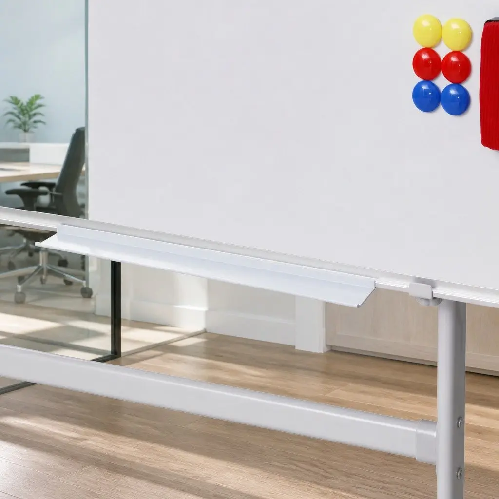 90x120cm Double-Sided Magnetic Whiteboard with Lockable Wheels Yellow Erase