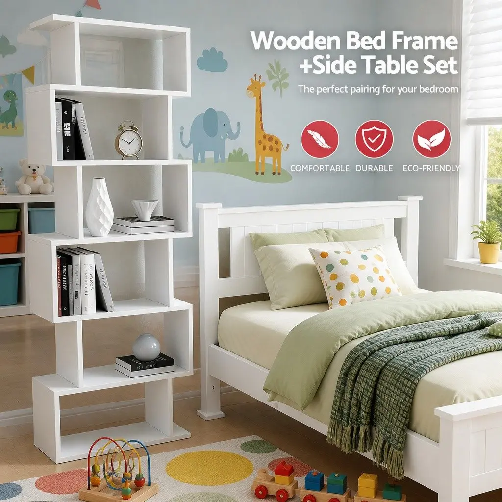 King Single Bed Frame and Display Shelf