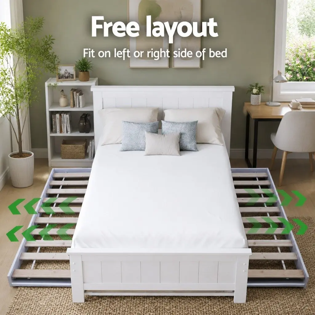King Single Bed Frame with Trundle and Table