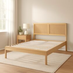 Queen Bed Frame Dimensions: 205 x 157 x 36 cm, Pinewood Base