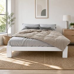White Wooden Double Bed Frame Dimensions and Details