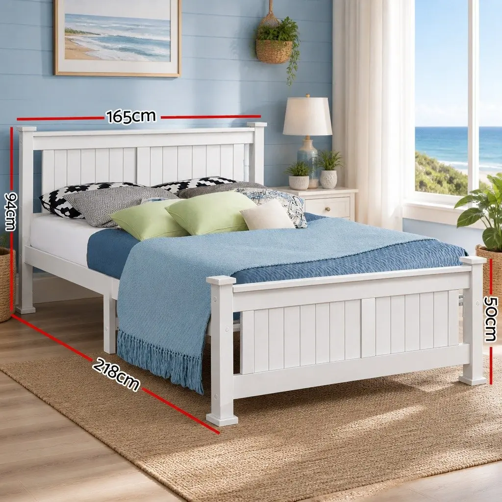 White Queen Size Wooden Bed Frame