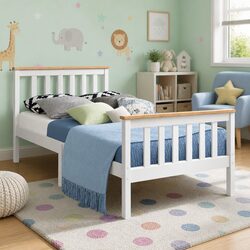 Single Bed Frame: Pine Wood, 204cm x 100cm Dimensions