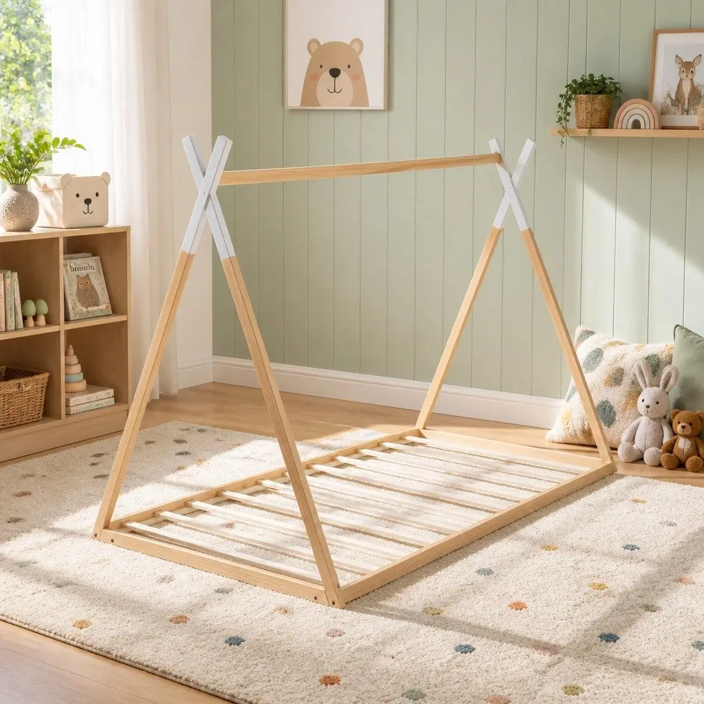 Kids House Bed Frame, Pine Construction