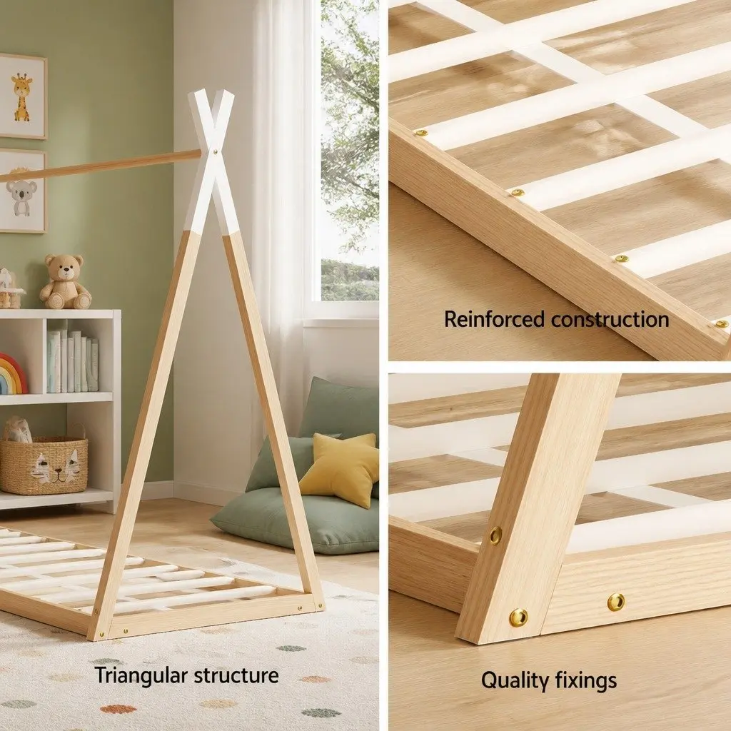 Kids House Bed Frame, Pine Construction