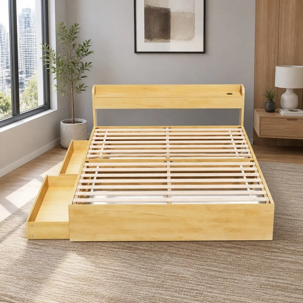 Queen Size Bed Frame with USB