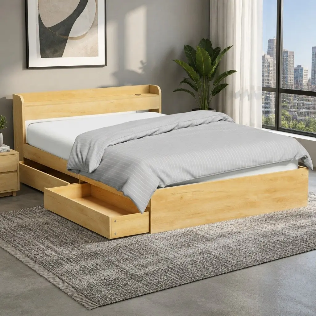Queen Size Bed Frame with USB