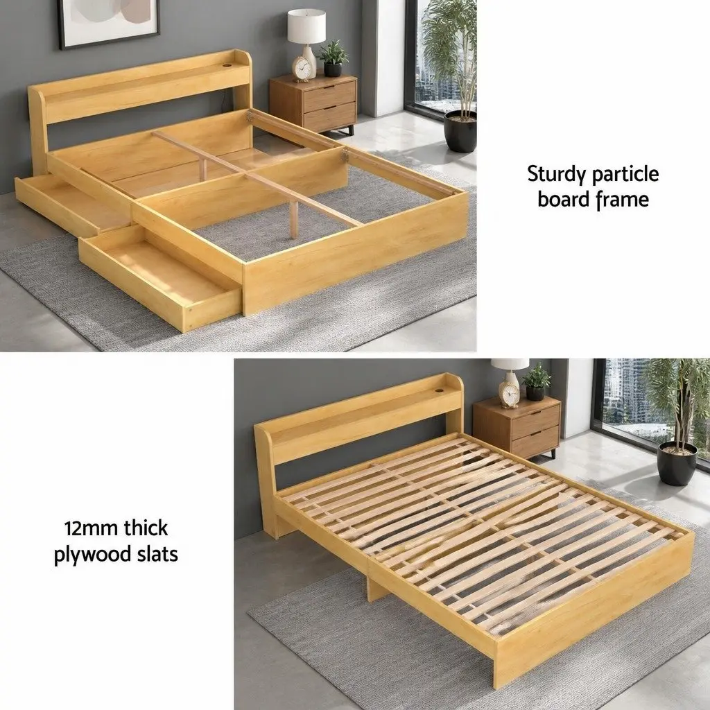 Queen Size Bed Frame with USB