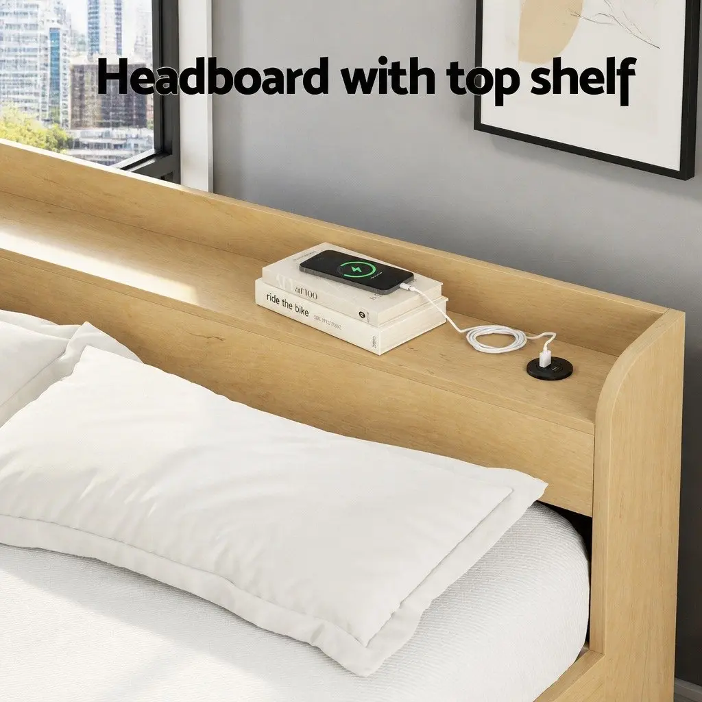 Queen Size Bed Frame with USB