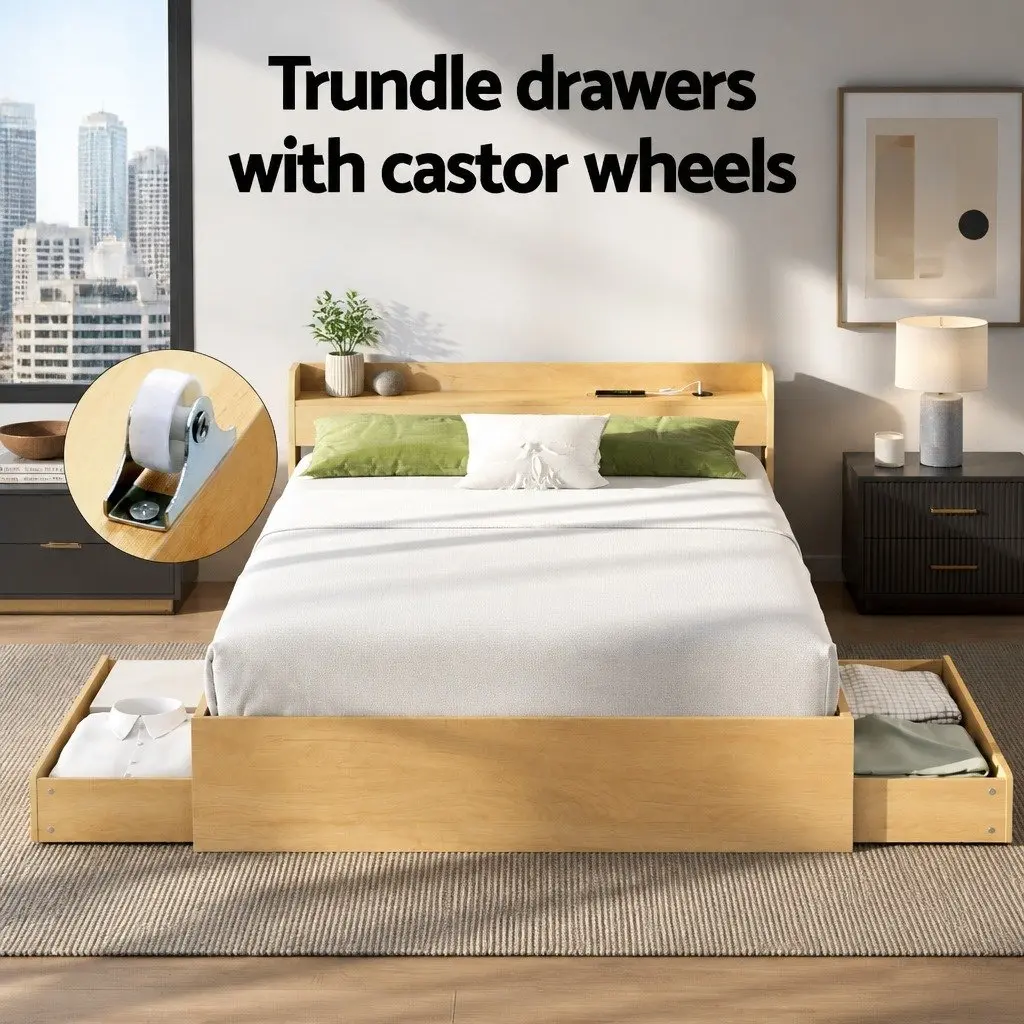 Queen Size Bed Frame with USB
