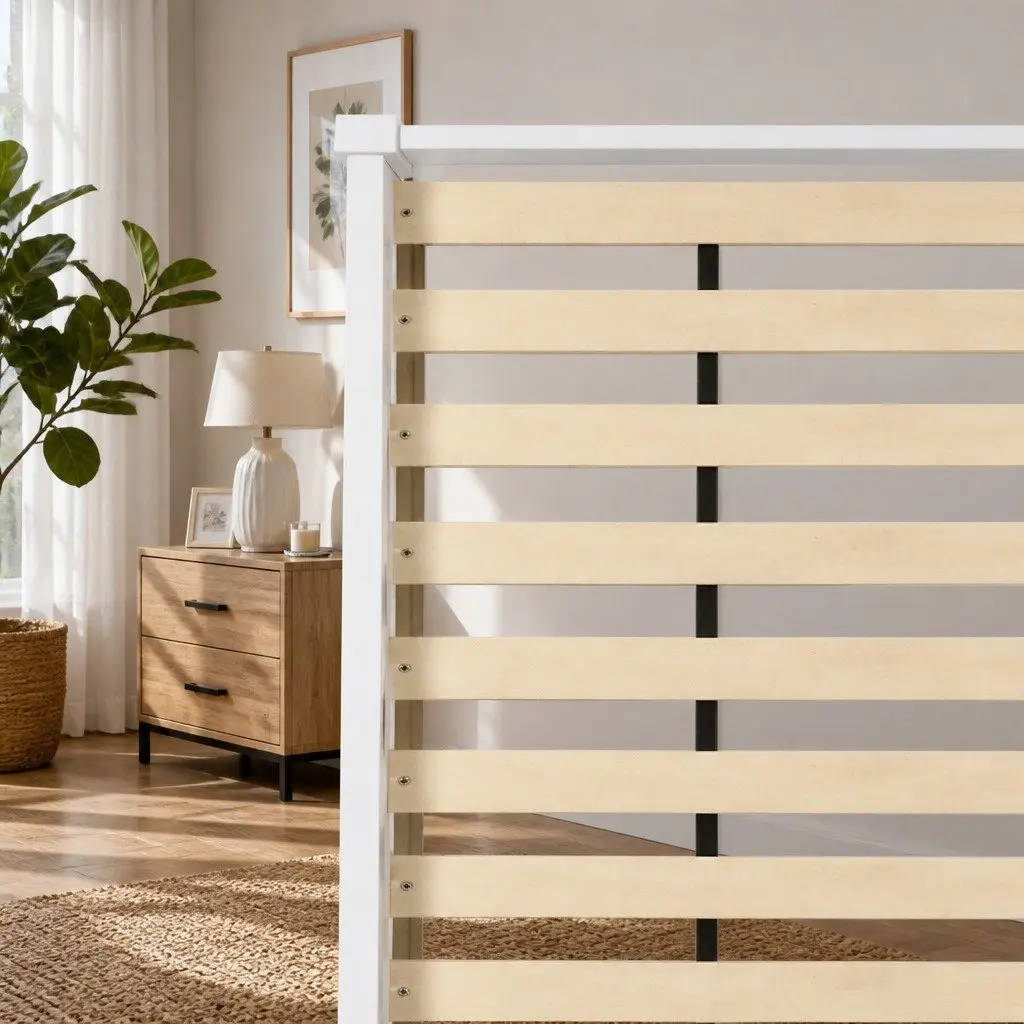 King Single Bed Frame White Wooden Pine Storage Underneath 210cm L x 115cm W x 30cm H