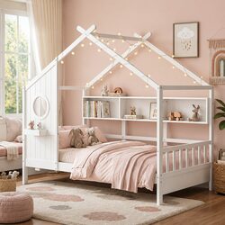 Kids Single Bed Frame: 195x99x170cm, White