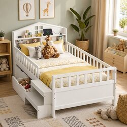 Single Bed Frame: 202cm x 97cm with Storage & LED